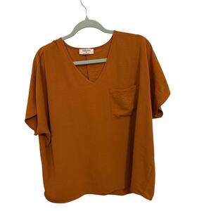 Zenana Outfitters Orange Flutter Sleeve Blouse OVERSIZED